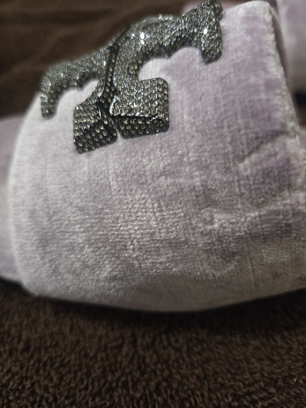 Tory Burch Lilac Velvet Slide Sandals with Crystal Logo NWT Size 10 - Picture 10 of 11